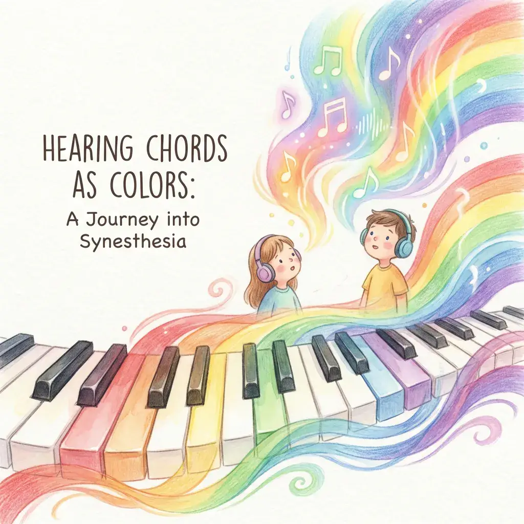 和音の響きが鮮やかな色に変換されるイメージ